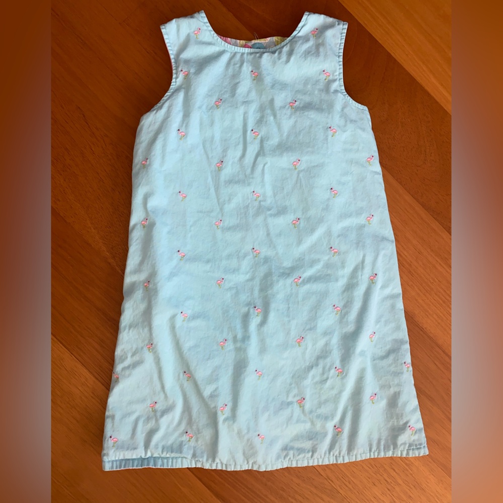Gymboree Reversible Flamingo Floral Preppy Dress Vintage Girls Shift Dress